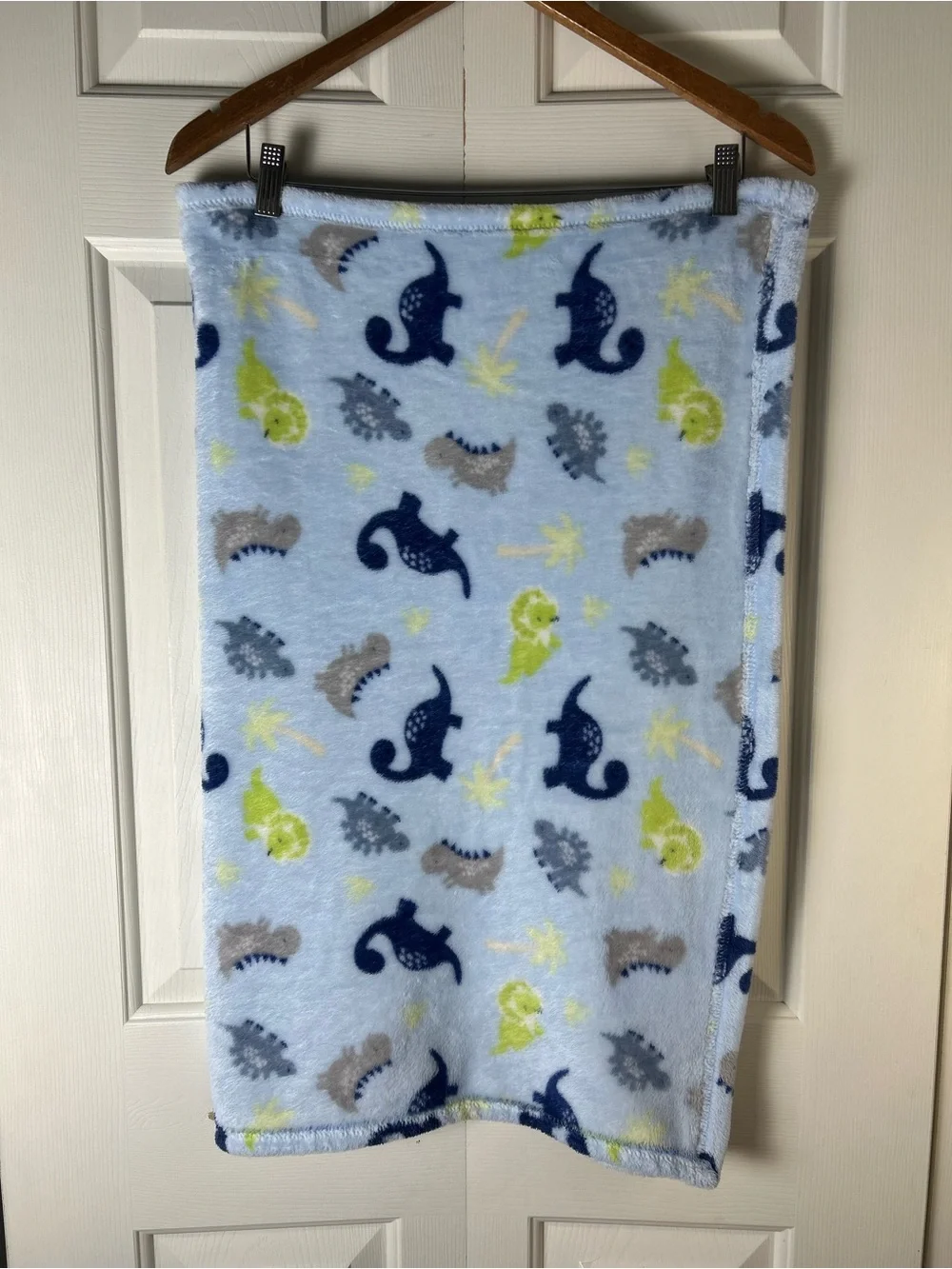 Parent's Choice Blue Green Dinosaur Baby Blanket Palm Tree Dino Print Lovey